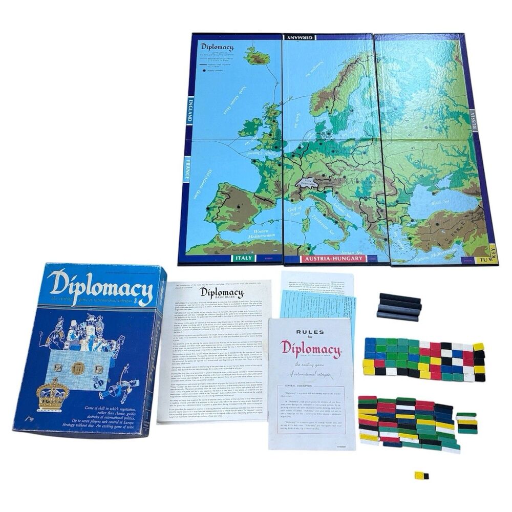 VTG Diplomacy Board Game 1976 Avalon Hill Bookshelf Complete 1970s Rare Retro